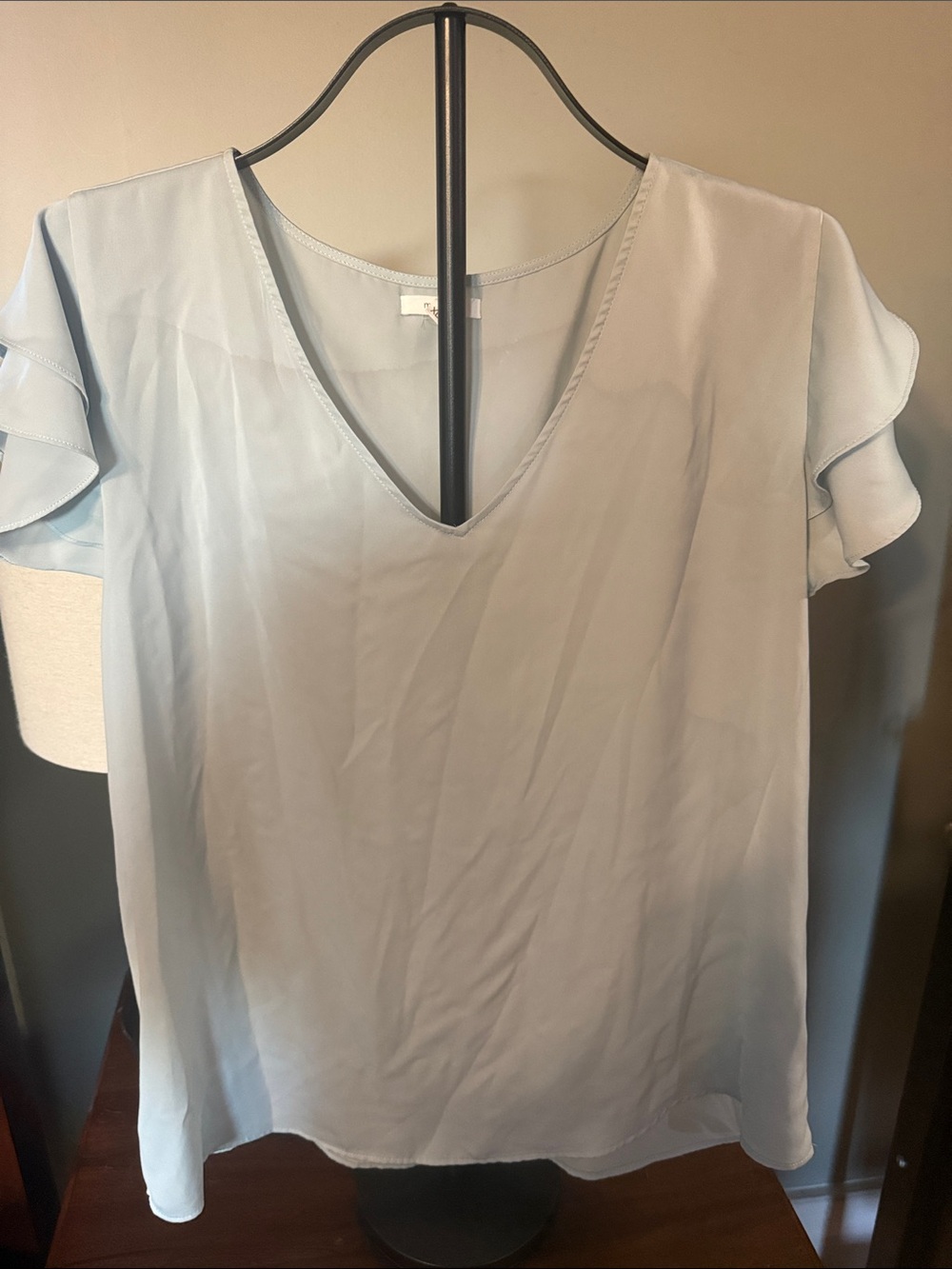 Maurices Pale Blue V-Neck Flutter Sleeve Blouse